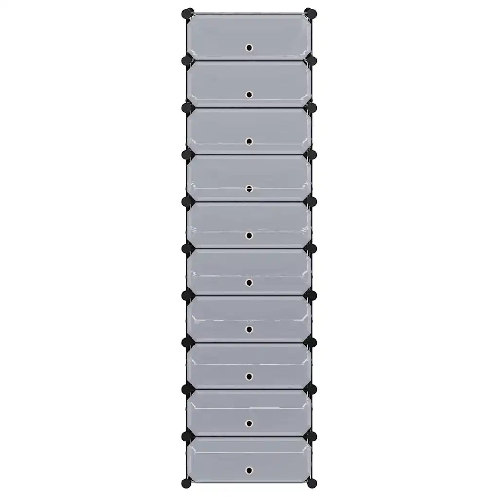 Scarpiera Modulare a 10 Scomparti-Scaffale per scarpe Nera