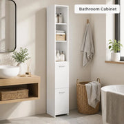 Bathroom Cabinet, White, 25x26.5x170 Cm, Wood-based Material