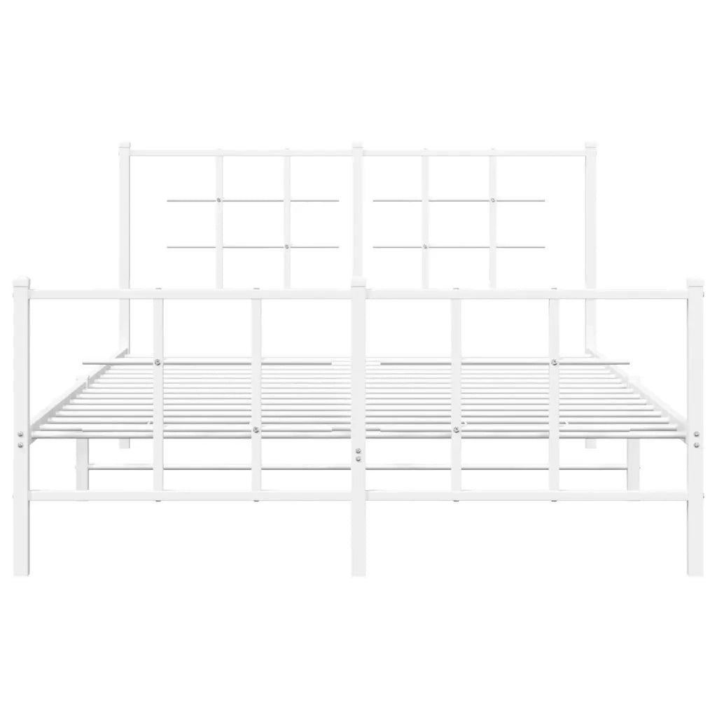 Giroletto con Testiera e Pediera-Struttura Letto Metallo Bianco 135x190 cm 757701