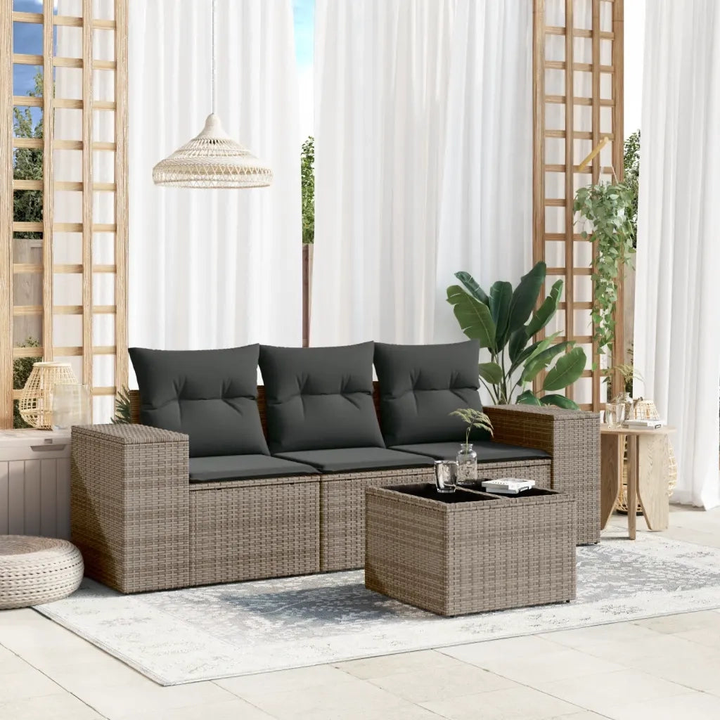 Salotto da Giardino-Set Divani da Giardino 4 pz con Cuscini in Polyrattan Grigio 694468