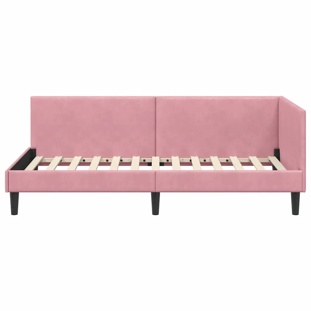 Cornice del letto ad angolo Rosa 100 cm x 200 cm Velluto