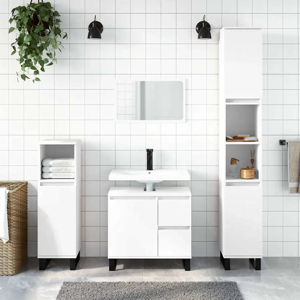 Armadietto da Bagno Bianco 65x33x60 cm in Legno Multistrato 831612