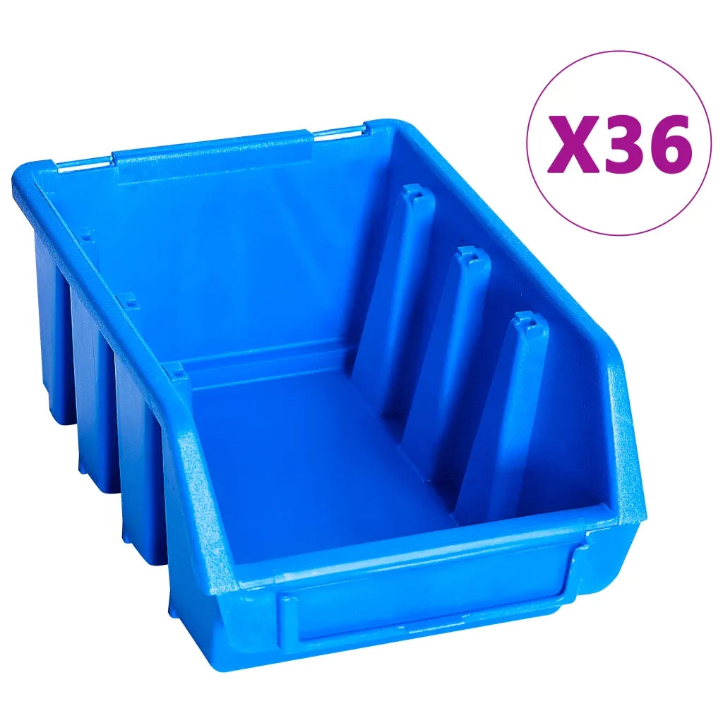 Kit Contenitori di Stoccaggio 96 pz con Pannelli a Parete Blu CFW9620548