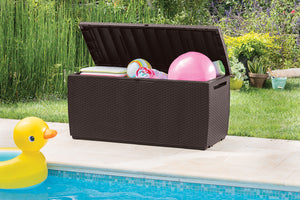 Baule da Esterno Keter Capri 123x53,5x57 cm in Resina Effetto Rattan Marrone