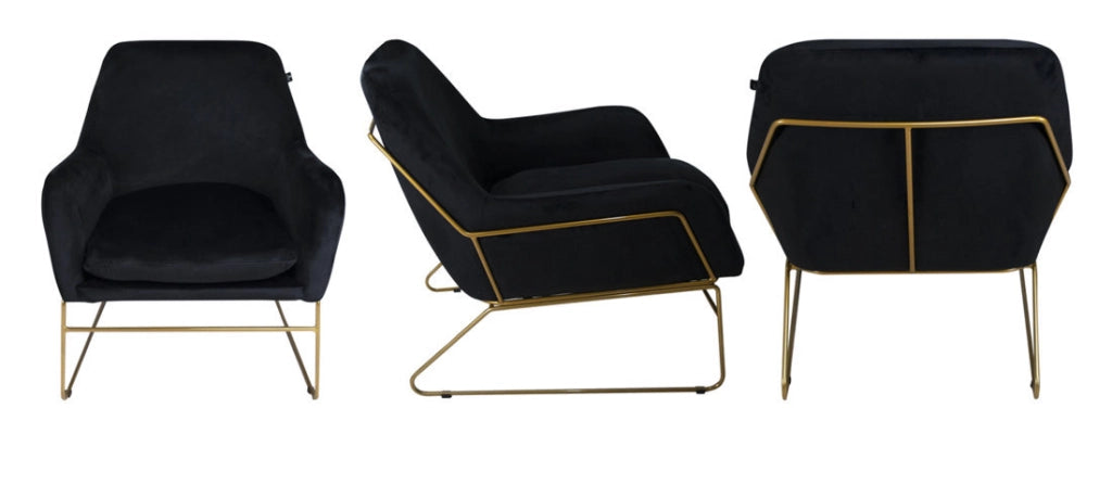 Poltrona in velluto nero, poltroncina - Lara - PL10LAG