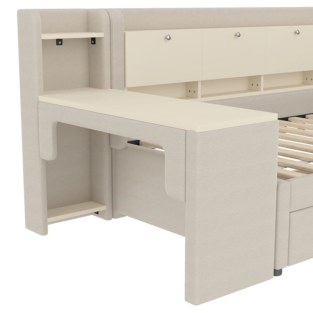Divano letto 90x200cm?- Xylo - scrivania USB lino beige