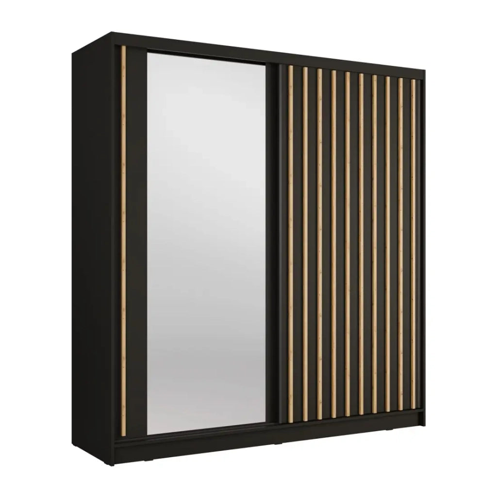 Armadio KAZU a 2 porte scorrevoli con specchio grigio grafite 205 cm