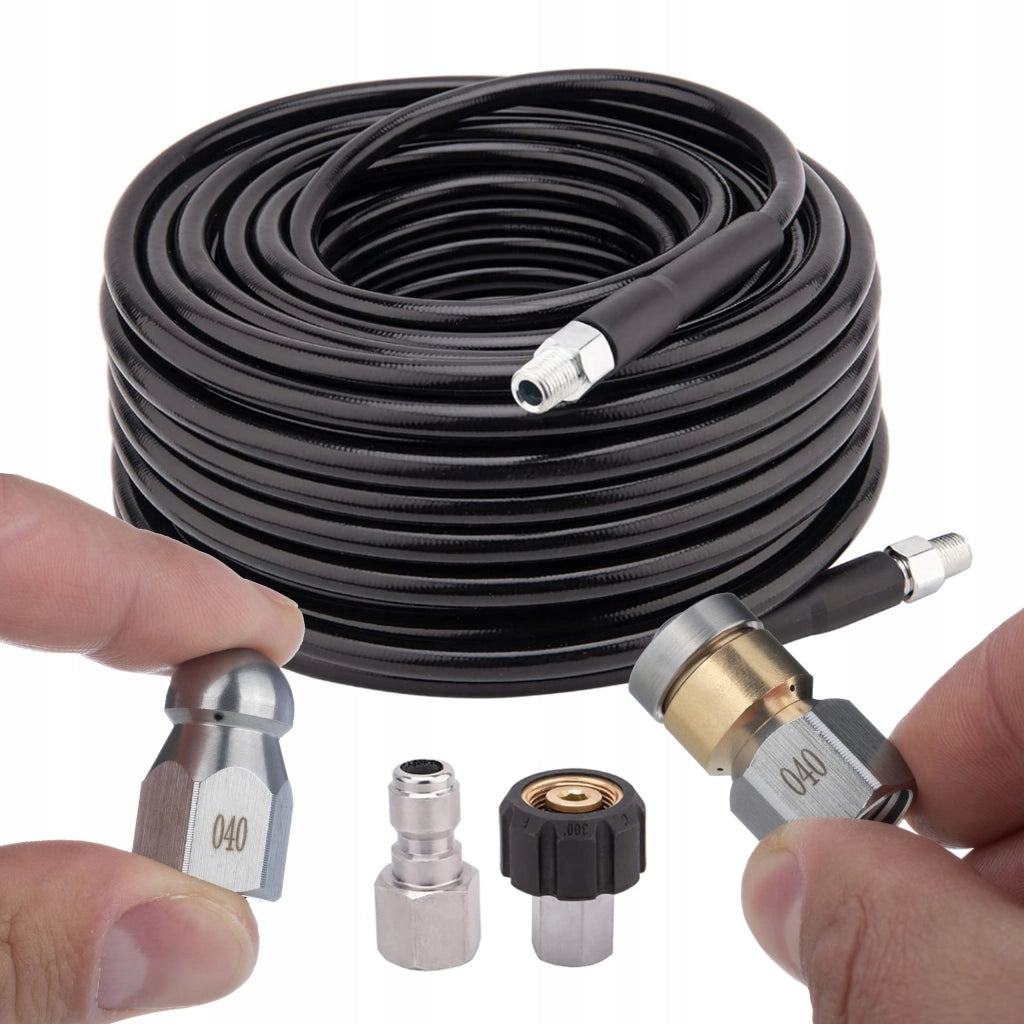 Tubo Alta Pressione HydroClean DuoJet 15M – 155 Bar, 15m, 2 Ugelli, Compatibile con Idropulitrici M22 e 1/4" NPT