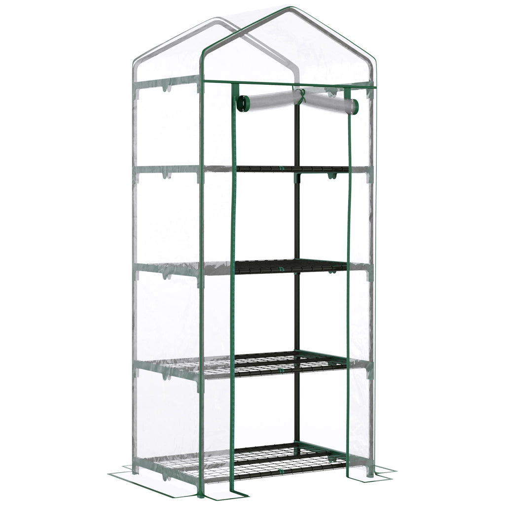 Mini serra in pellicola con 4 ripiani, 70 x 50 x 160 cm, trasparente