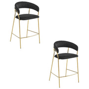 Valora BADIA SGABELLO Velluto Nero Gambe Oro per Cucina x2
