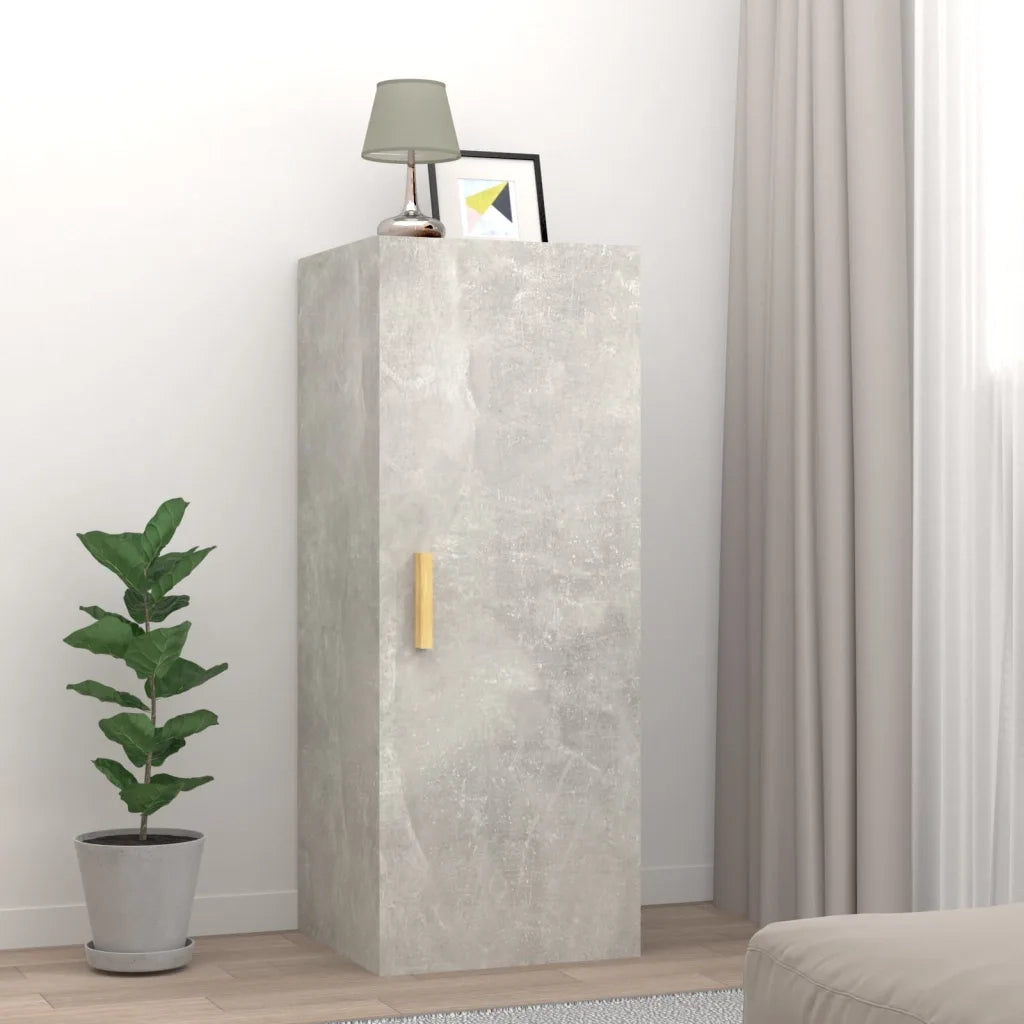 Armadietto a Muro | Mobile a Parete Grigio Cemento 34,5x34x90cm Legno Multistrato