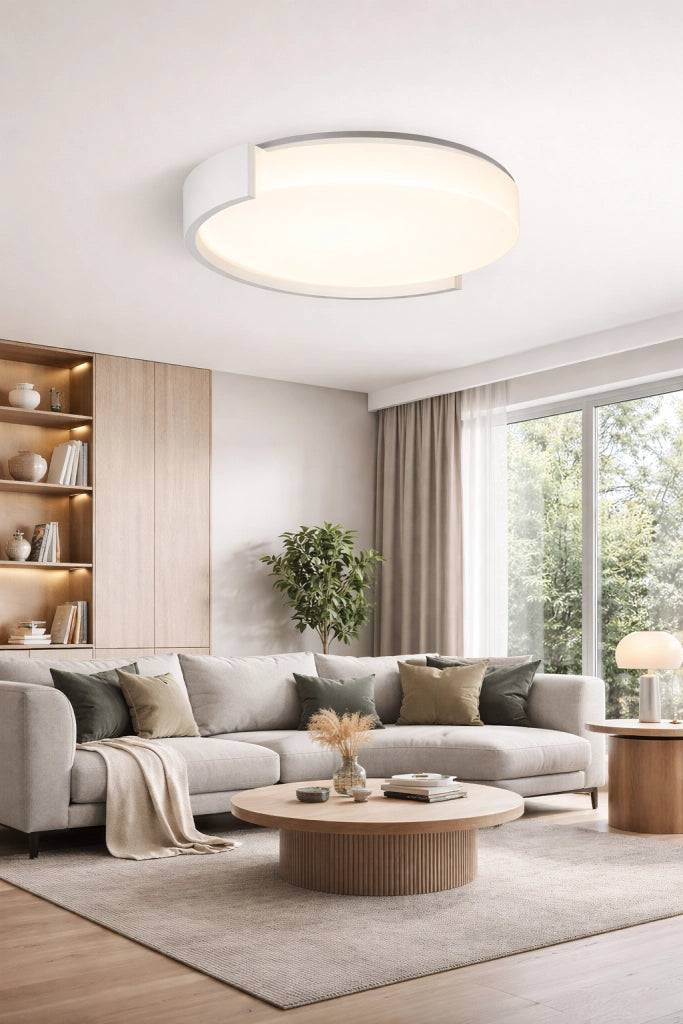 Plafoniera Tonda LED 60W Dimmerabile con Telecomando, Luce Calda Fredda e Naturale Selezionabili, 4800 Lumen, Design Moderno Bianco, Luce Soffitto Interno