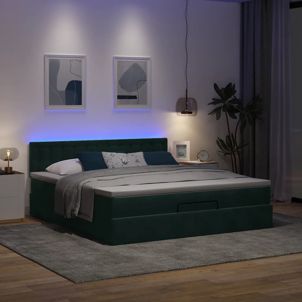 Struttura Letto Pouf con Materasso 160x200 cm in Velluto