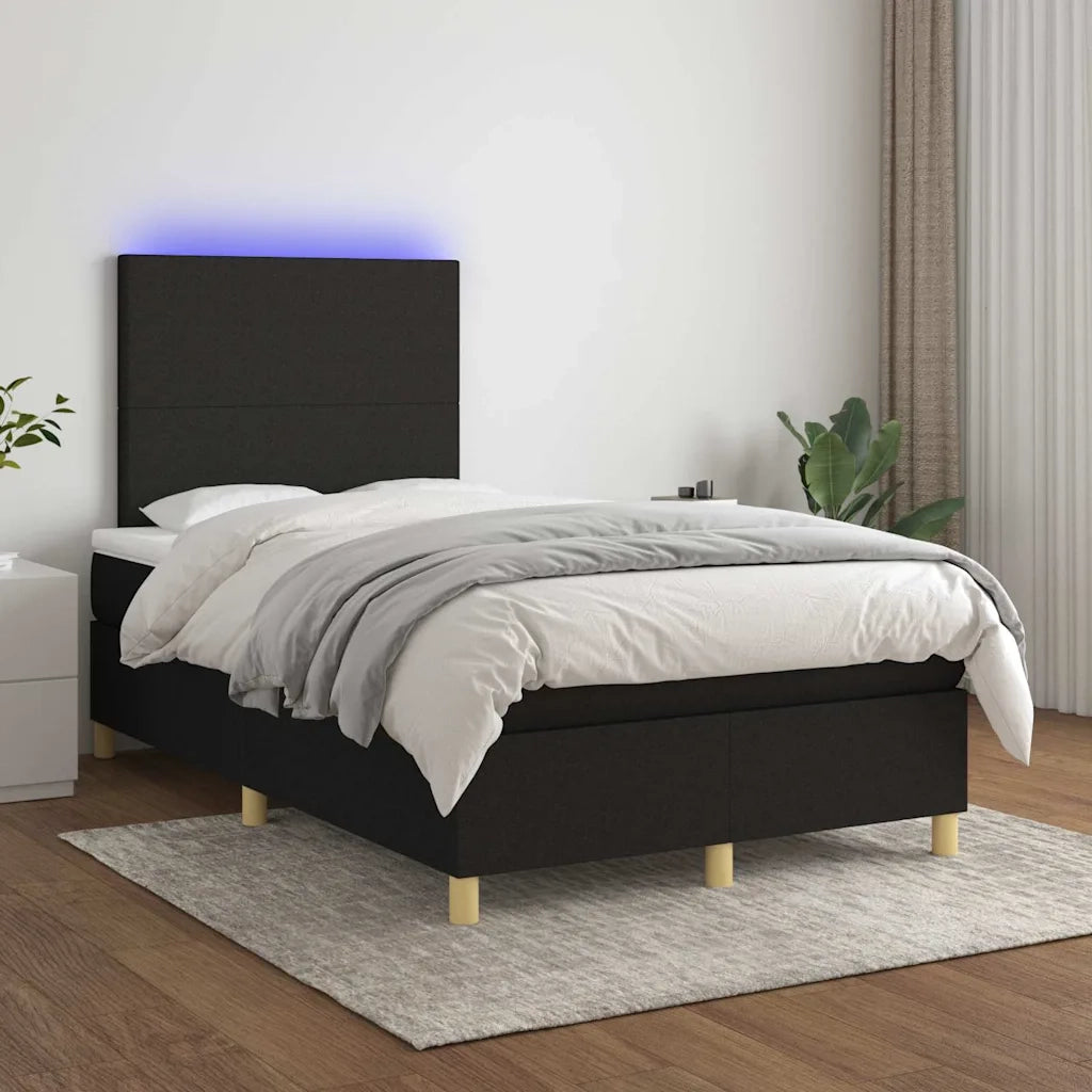 Letto a Molle con Materasso e LED Nero 120x190 cm in Tessuto 3270234