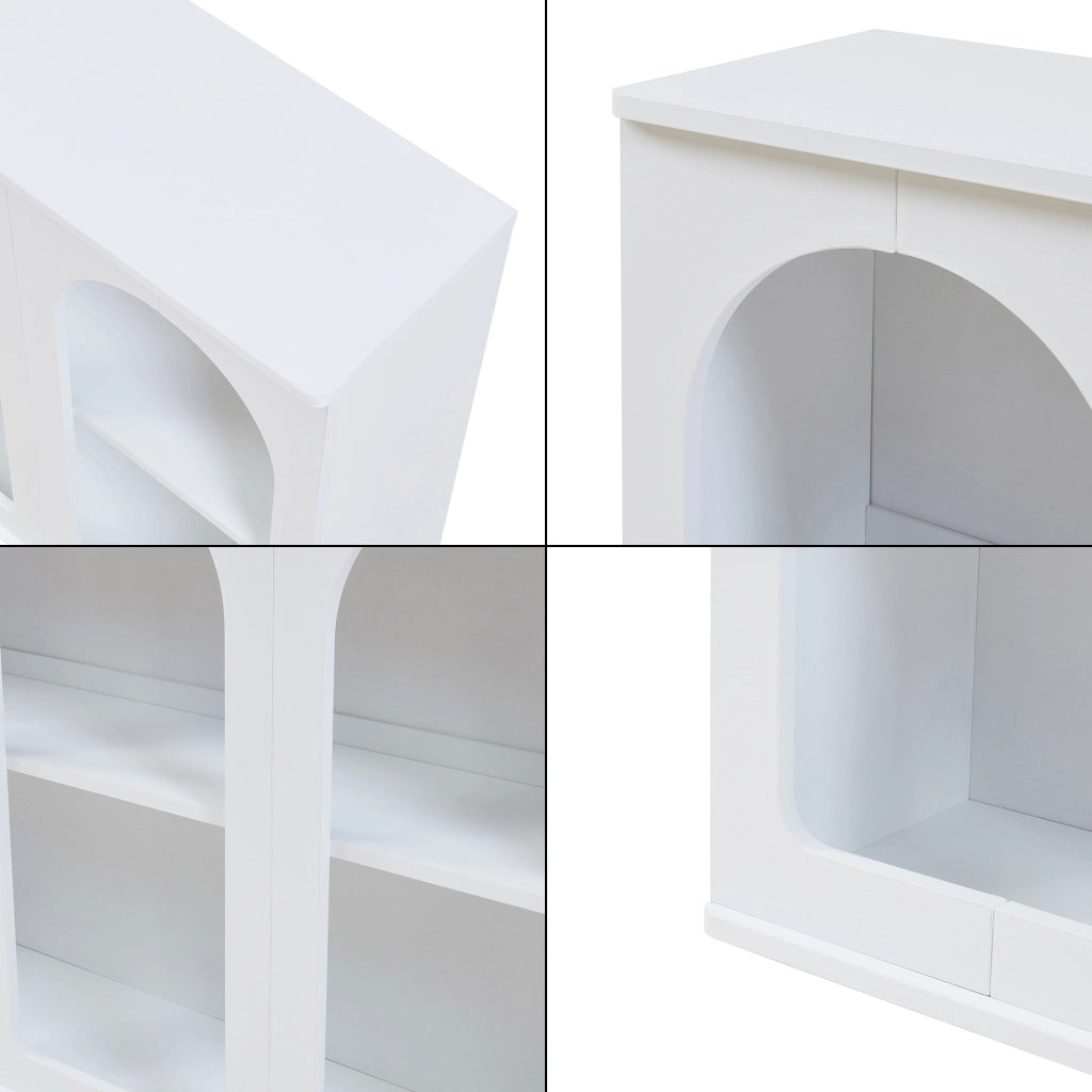 Credenza Trorhun Mobile Contenitore con Ripiano 120x30x80 cm - Bianco [en.casa]