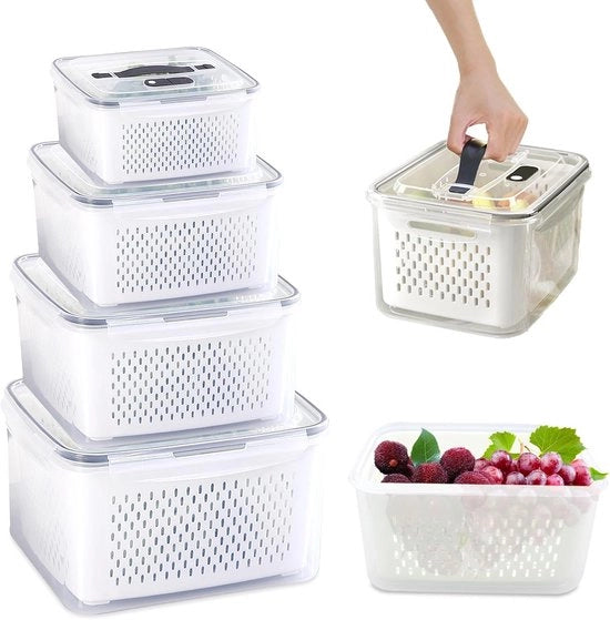 Contenitori di Stoccaggio per Frigorifero - Contenitori di Deposito Impermeabili per Verdure, Frutta e Latticini - Progettazione Ergonomica