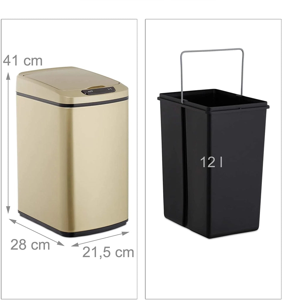 Pattumiera da cucina con coperchio automatico e contenitore con chiusura dorata da 12 litri 13_0002336_3