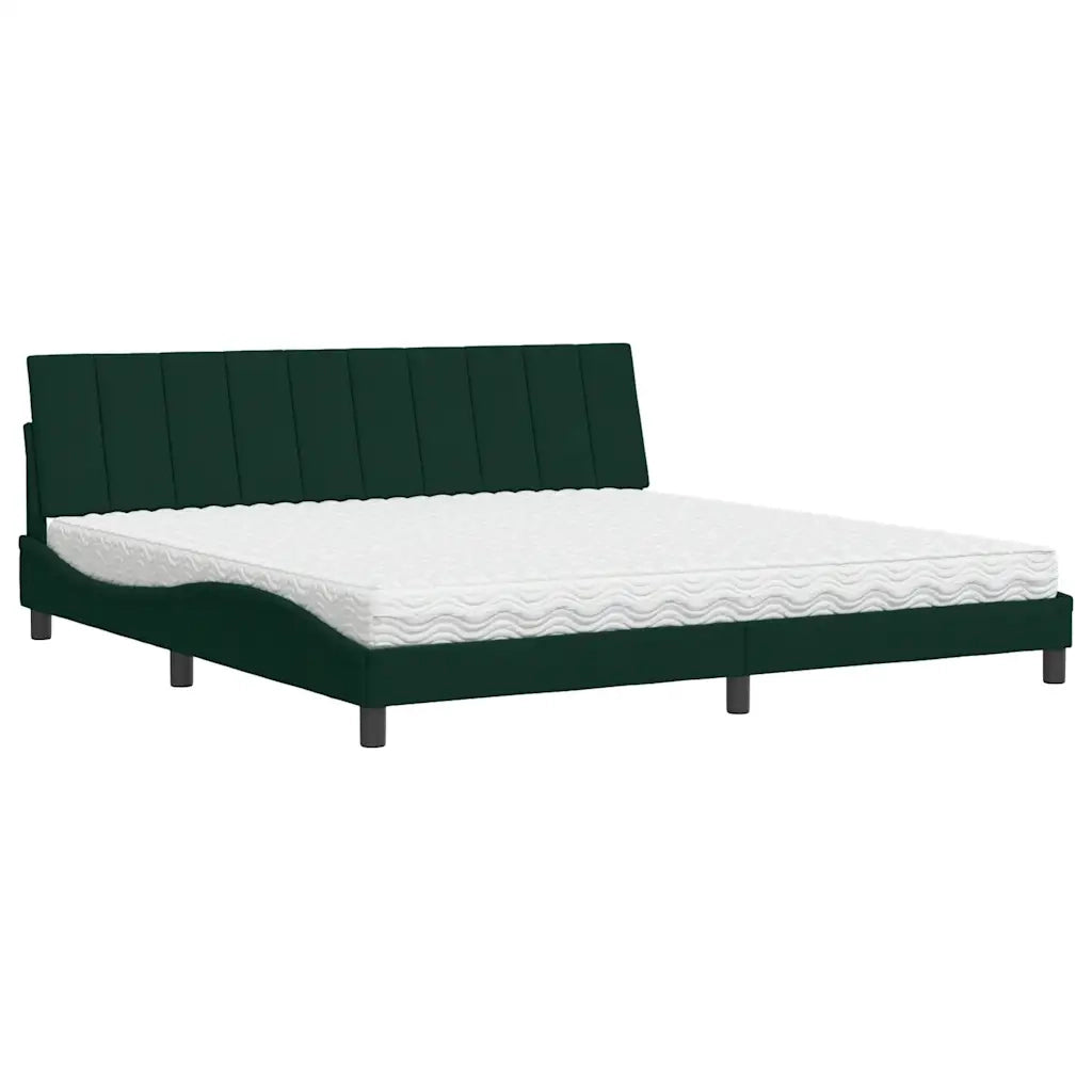 Letto con Materasso Hanko Verde Scuro 200x200 cm Velluto 3208619