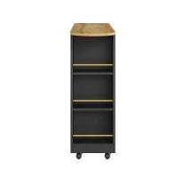 Moderno tavolo bar estensibile e mobile, con LED, grande spazio di stoccaggio, adatto a cucine, ristoranti e bistrot, 138-204×39×105 cm, Nero