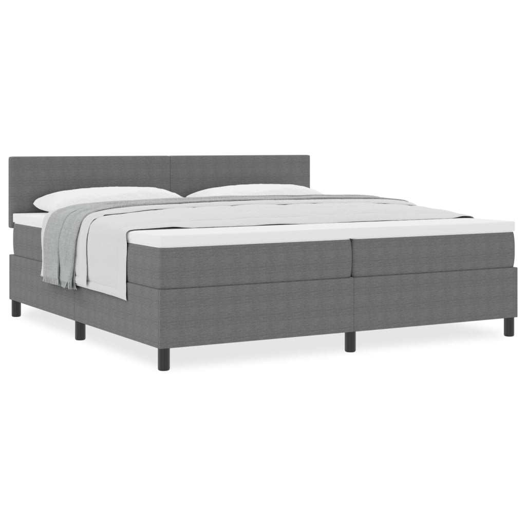 Letto a Molle con Materasso Grigio 200x200 cm in Corduroy