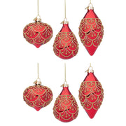 Pendagli di Natale in Vetro Rosso con Perline Oro Eleganti Winslows