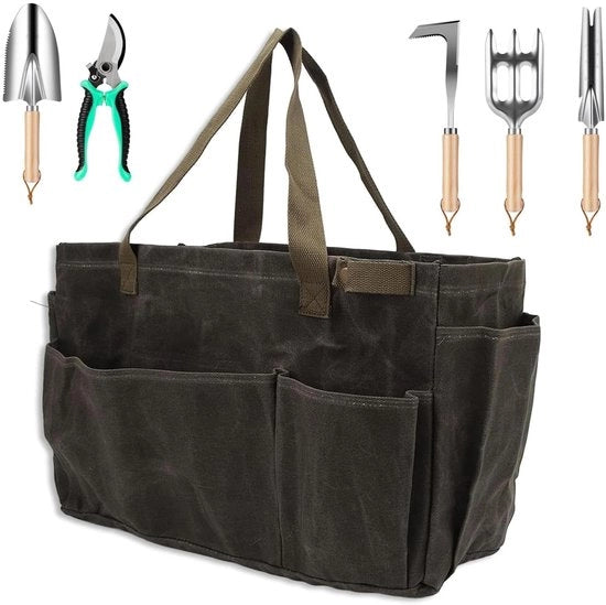 Borsa per Giardino di Grande Capacità - Tas Acquatica con Pannelli di Canapa Naturale - Organizzatore di Attrezzi per Giardino - Serrature Multiple - Resistenze ai Sforzi