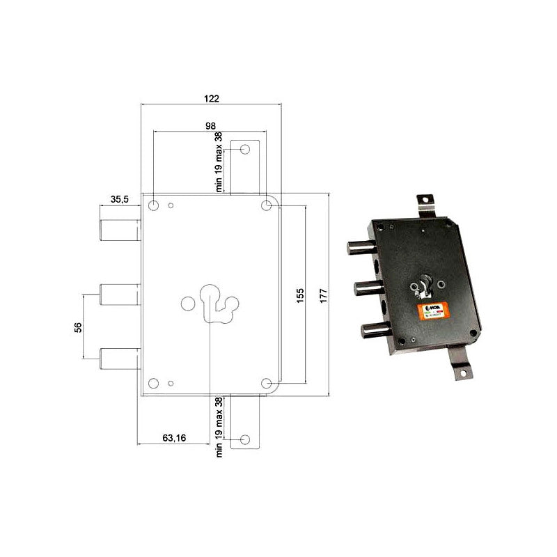 Serratura Sic.Triplice Cil. E63 Rce663/560 Moia