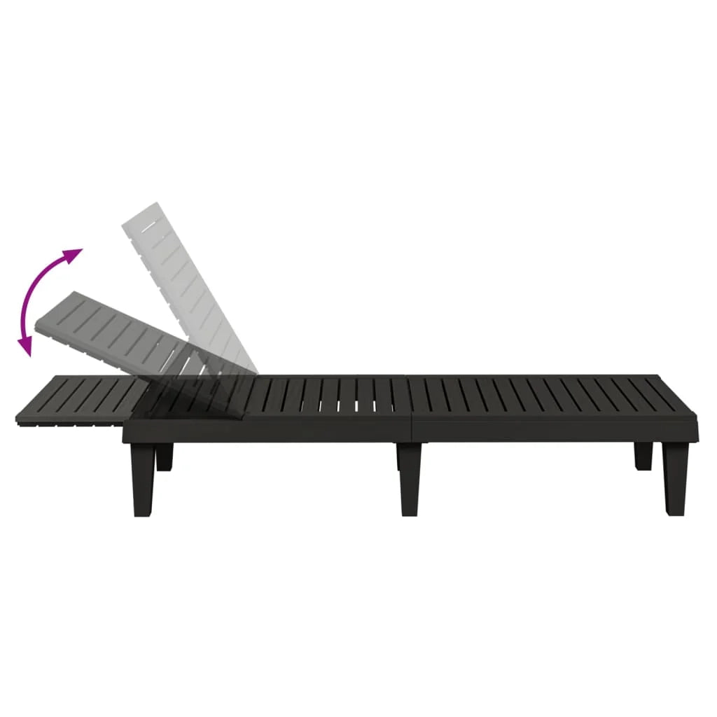Lettino prendisole sedia a sdraio lettino prendisole letto da giardino mobili da esterno per patio 155 x 58 x 83 cm polipropilene nero 02_0012783