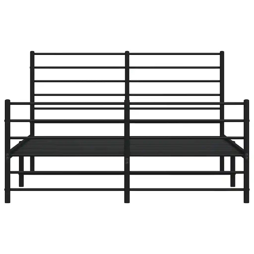 Giroletto con Testiera e Pediera Metallo Nero 140x190 cm 352337