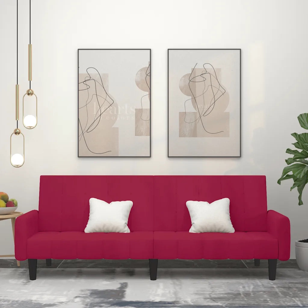 Divano letto | Sof¨¤ letto | Letto singolo a 2 Posti Rosso Vino in Velluto