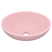 Lavandino-Lavello Lusso Ovale Rosa Opaco 40x33 cm in Ceramica