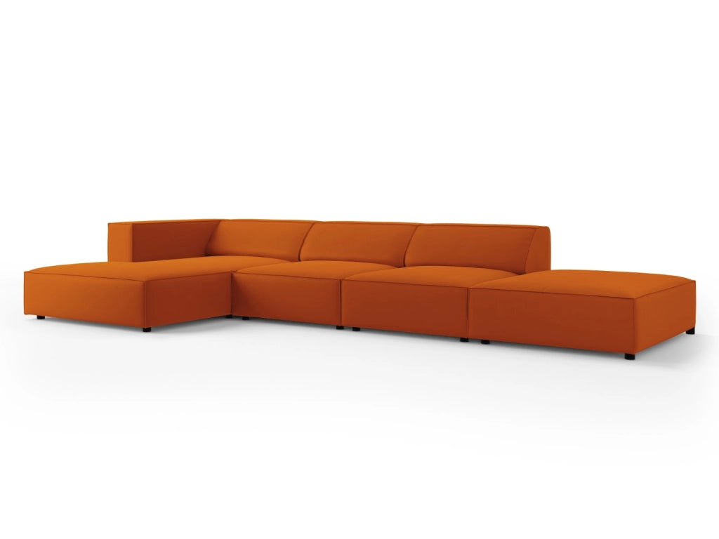 Cosmopolitan Design - Divano angolare sinistro "Arendal" 5 posti in velluto terracotta 