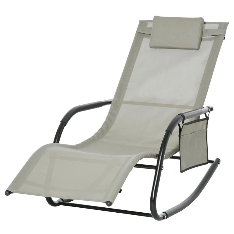 LETTINO A DONDOLO DA GIARDINO CON POGGIATESTA 62 X 88 X 165 CM NERO E GRIGIO