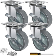 Ruote per mobili 75mm con freno - ruote inclinabili per mobili - ruote per trasporto per mobili - carico massimo 60 kg - 4 pezzi