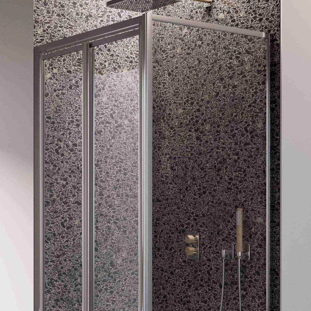 Box Doccia Angolare 75x75CM H185 Cristallo Trasparente Fisso+Saloon 2 Ante Battente 75 mod. Clint