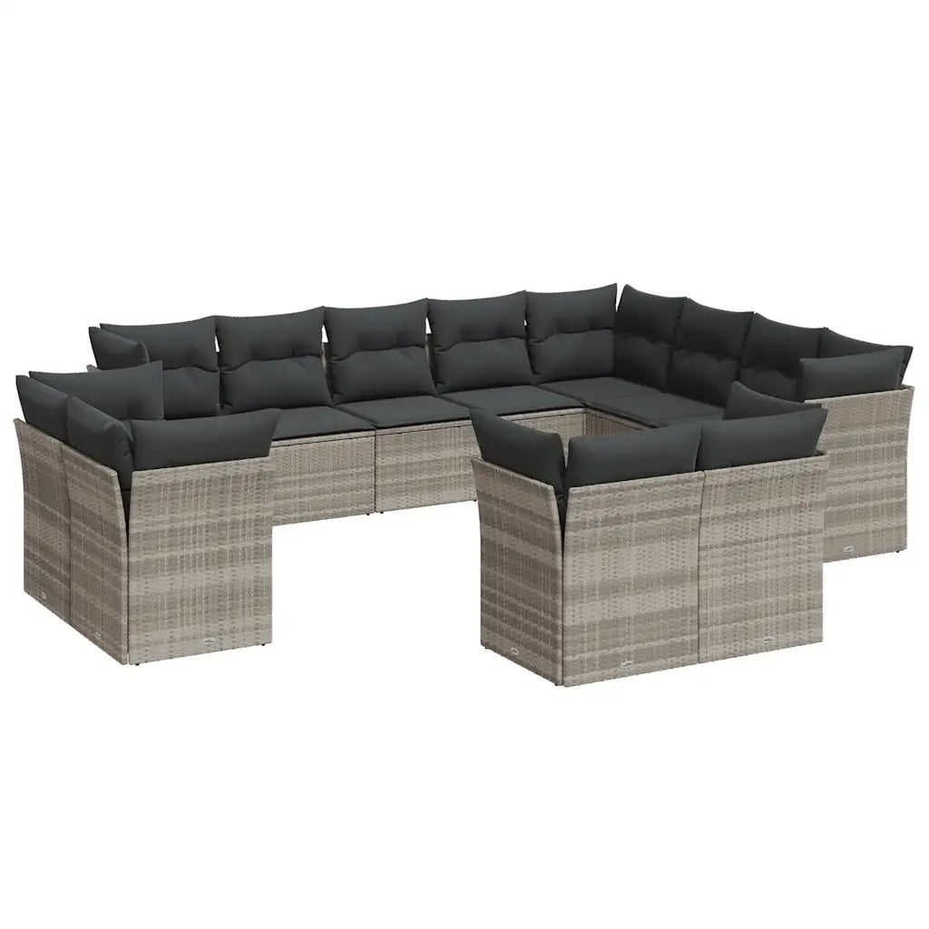 Set Divano Giardino 12 pz con Cuscini Grigio Chiaro Polyrattan