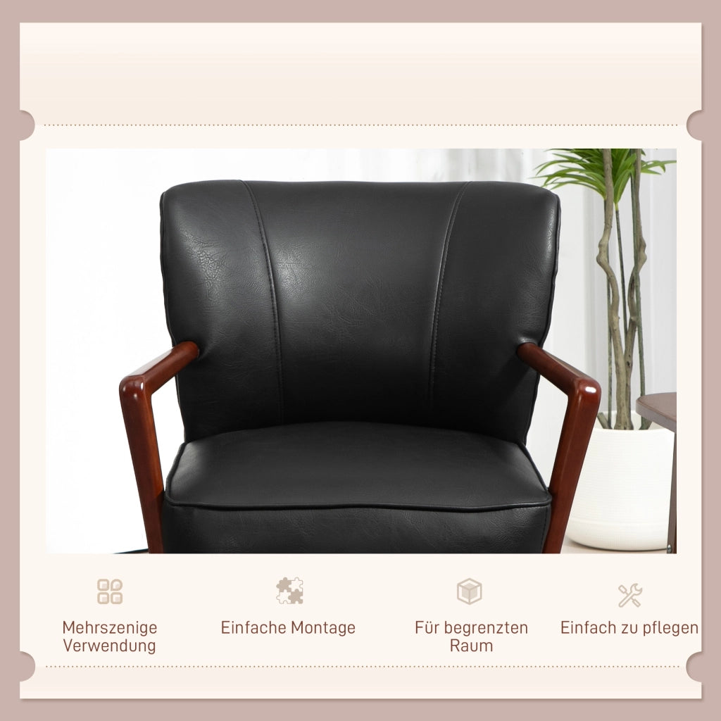 Poltrona in Similpelle ¨C Xylo ¨C Seduta Larga, Struttura Legno, Nero, 67x77x80 cm