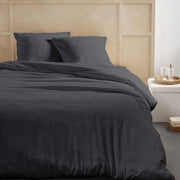 Completo letto - TODAY - 123324 - 2 persone - 260x240 cm - Garza di cotone tinta unita - Antracite