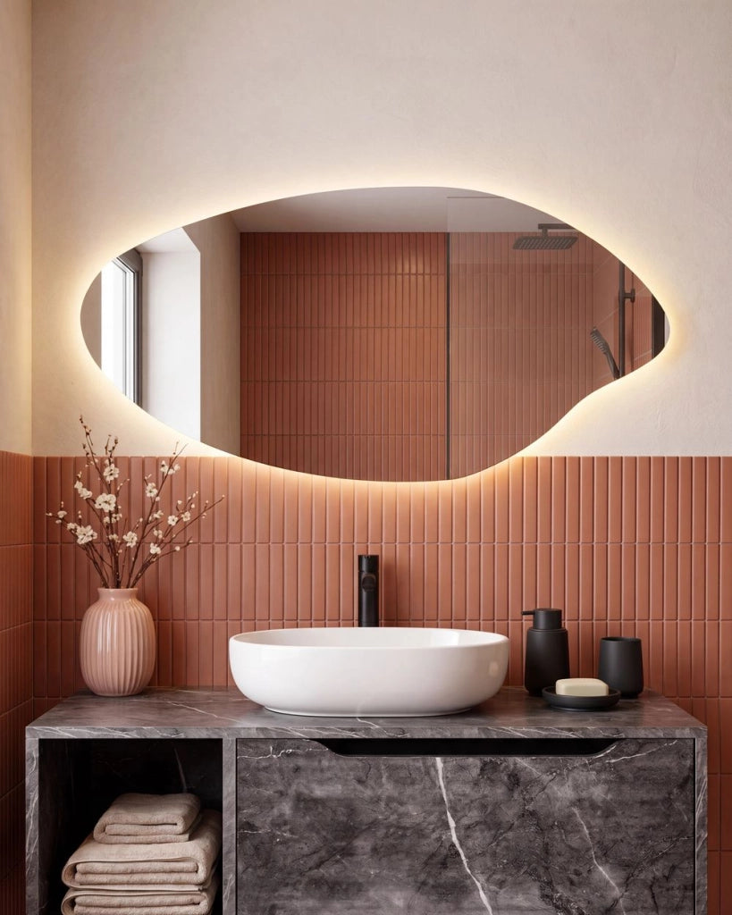Specchio da parete a LED senza contatto per camera da letto e bagno, 60 x 120 cm, argento per bagno, trucco e camera da letto