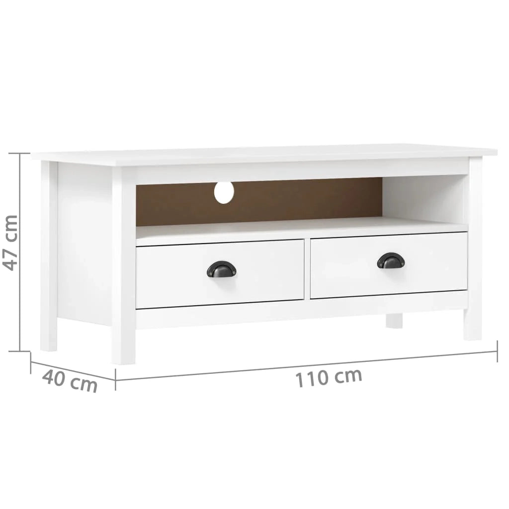 Mobile TV multimediale scaffale TV credenza TV sala da pranzo soggiorno camera da letto Hill Range 110 x 40 x 47 cm legno di pino massiccio bianco 02_0027638