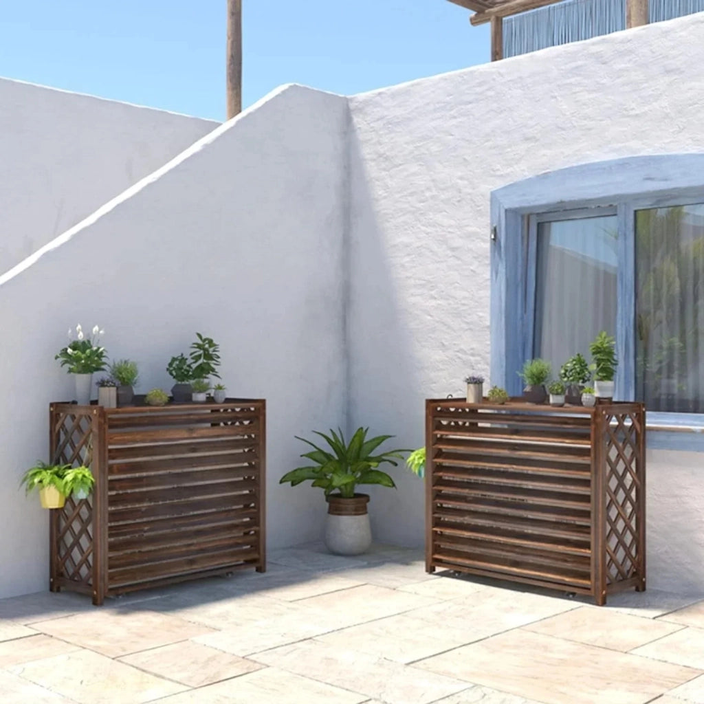 Copertura Condizionatore in Legno per Esterno 80x47x77 cm - Protezione Unità 9-12 BTU