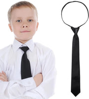 Cravatta adattabile - Clip-on cravatta - Tessuto a effetto liscio poliestere/seta - Per adulti/bambini - Dimensioni 48x8 cm/38x5 cm - Adatto per matrimoni/feste di laurea