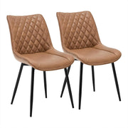set di 2 sedie cucina moderne sedie imbottite Adatte per Sala da Pranzo, Soggiorno, Camera da Letto Estetica in Ecopelle Marrone chiaro Metallo BH210hbr-2