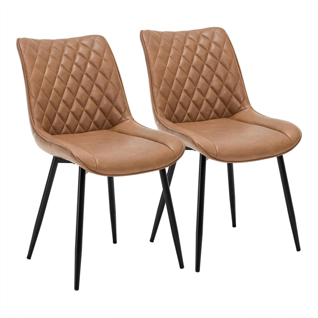 set di 2 sedie cucina moderne sedie imbottite Adatte per Sala da Pranzo, Soggiorno, Camera da Letto Estetica in Ecopelle Marrone chiaro Metallo BH210hbr-2