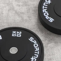 Set di 2 Dischi Palestra da 20kg per Bilanciere e Manubri con Attacco Ø5cm, Nero