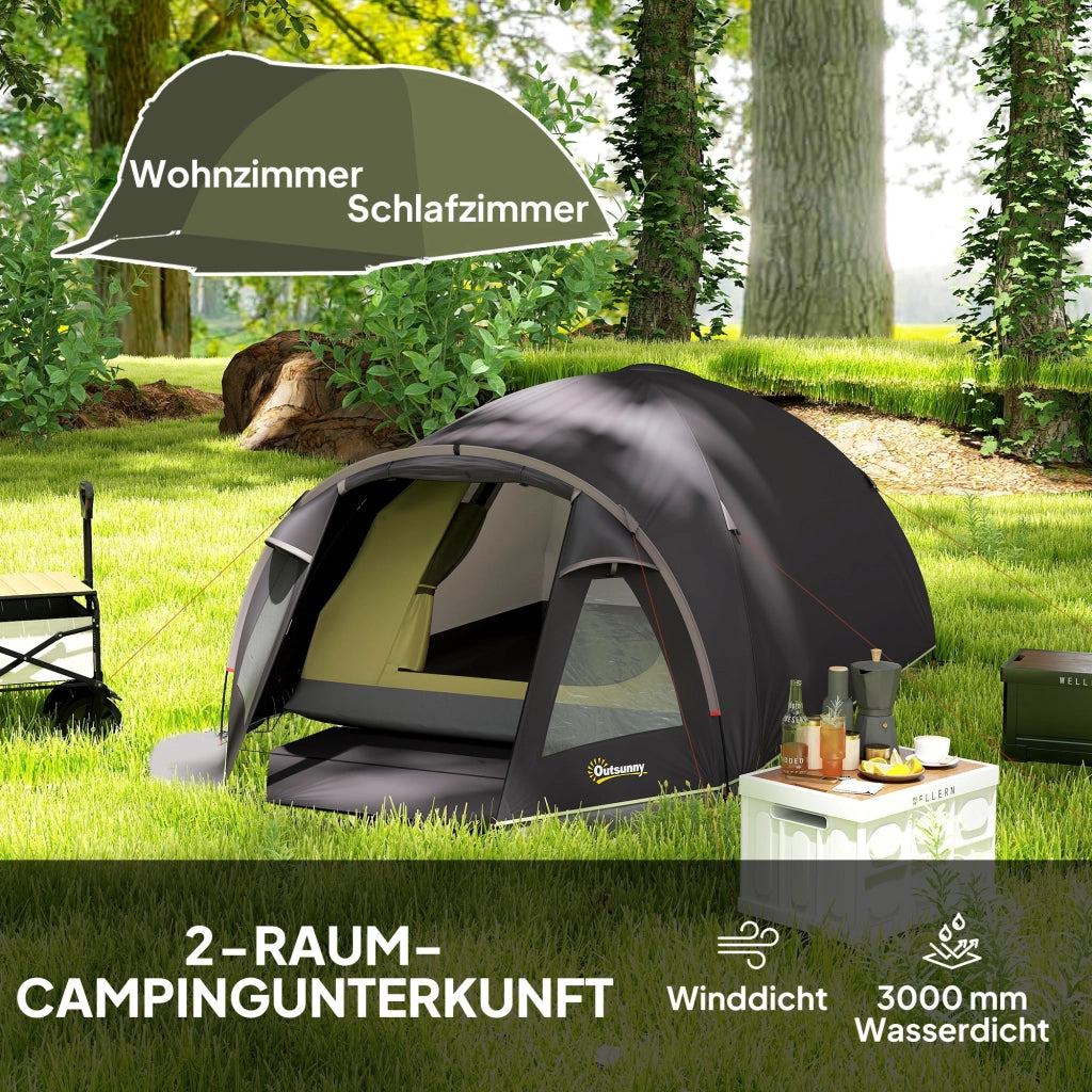 Tenda da Campeggio Tunnel 2 Persone ¨C Xylo ¨C UV 50+ con Veranda Nero