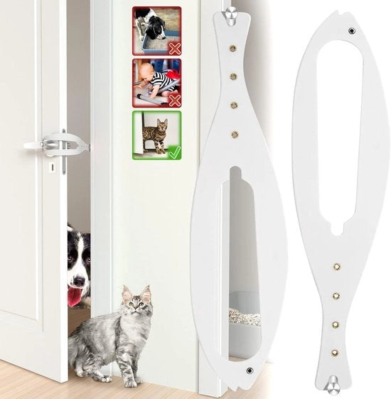 2 Stopper per porte per animali domestici - Bloccatore per porte flessibili per gatti (6,3-15 cm larghezza) - Bloccatore per porte bianco per prevenire che i cani si avvicino alla ciotola per gatti e al cibo