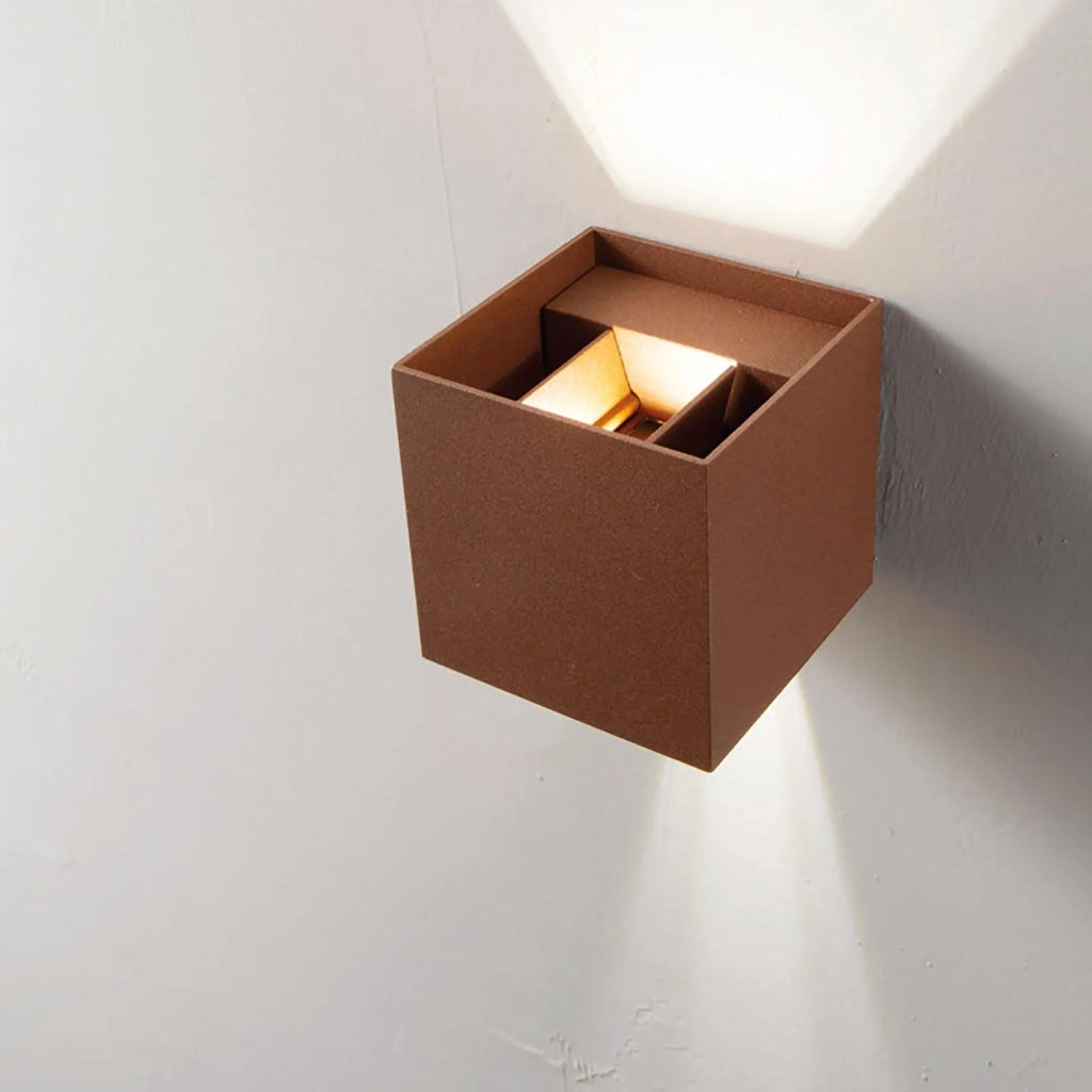 Applique cubo LED 40W doppio fascio luce per esterni IP65 lampada parete regolabile facciate 4000lm 230V CORTEN 3000K