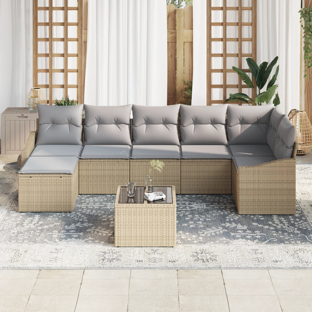 Set da pranzo giardino 8 pezzi con cuscini Rattan nero