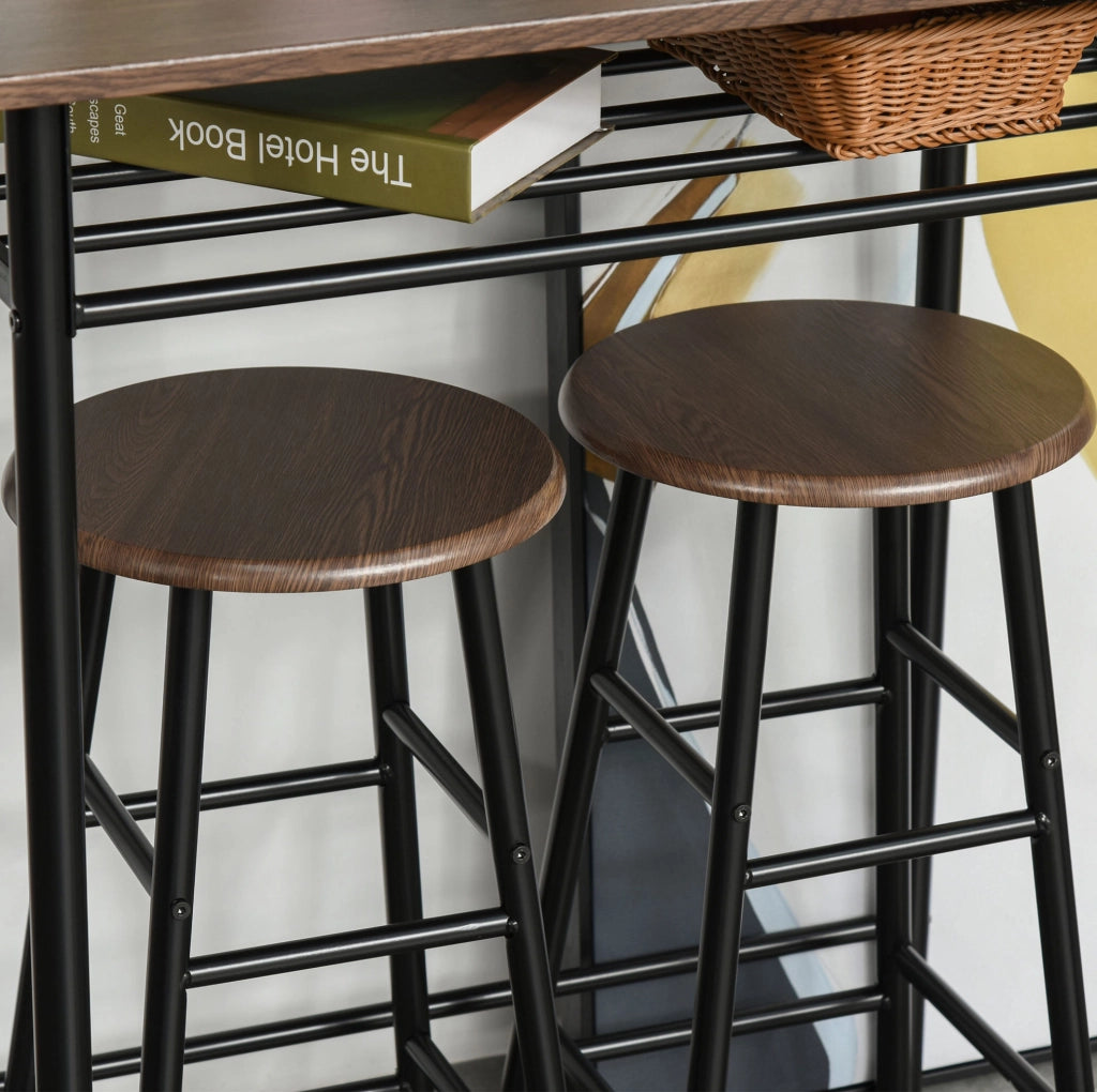 Set da bar 80x50x90 cm con ripiano in MDF nero